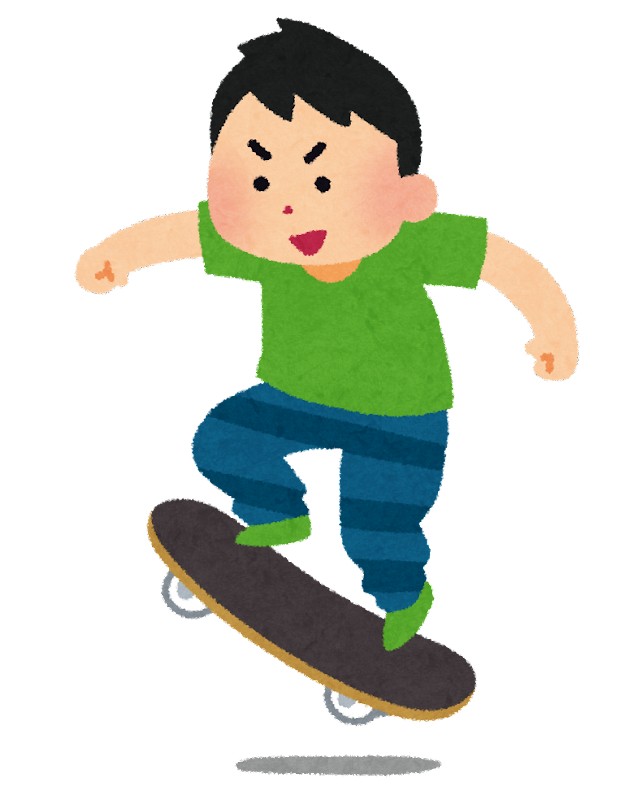 スケートボードに乗る男の子